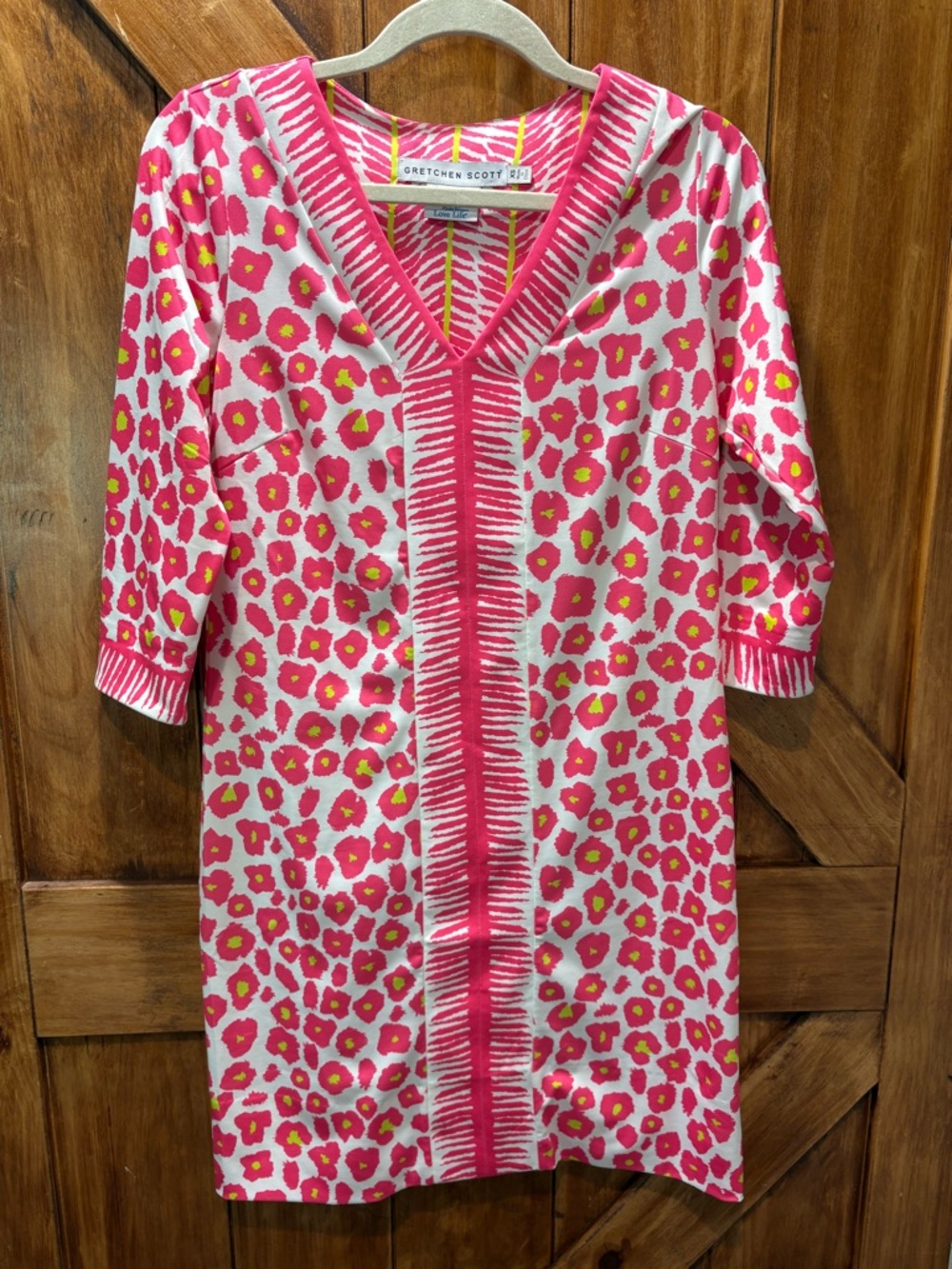 Gretchen Scott Designs Pink Zebra-Stripe Dress with Yellow Accents XS